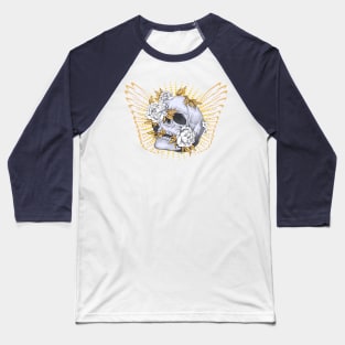 Floral Skull Memento Mori Baseball T-Shirt